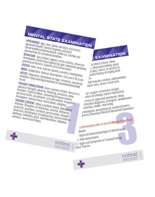 Critical Second Mental State Examination Card Pack