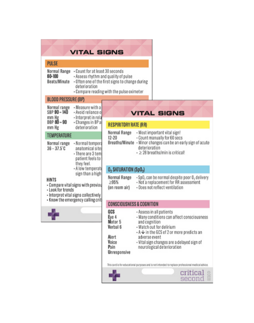 Critical Second Vital Signs Card