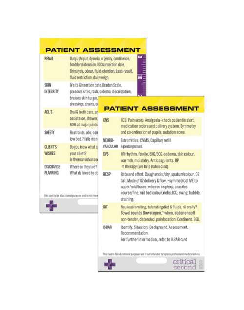 Critical Second Patient Assessment Card