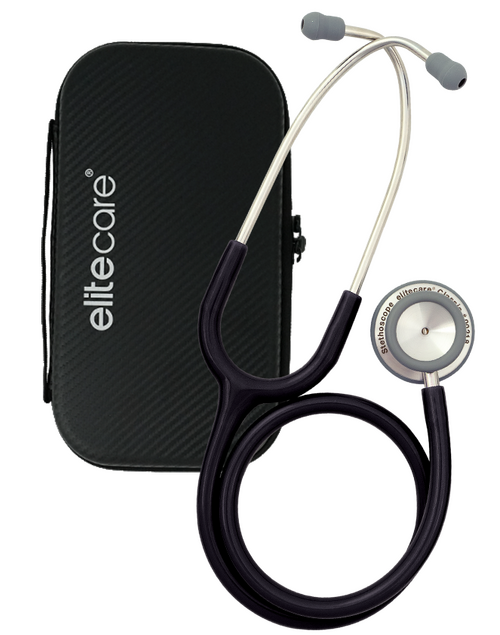 elitecare Dual Head Stethoscope + Case - Black 