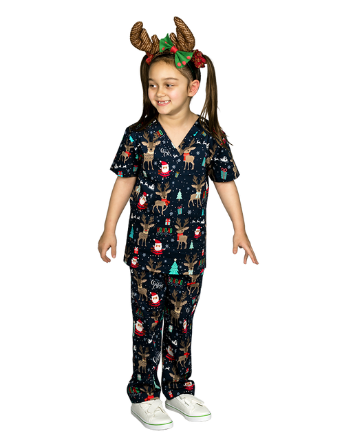 elitecare KIDS Hoofin it with Santa - Scrub set  (Top & Pants)