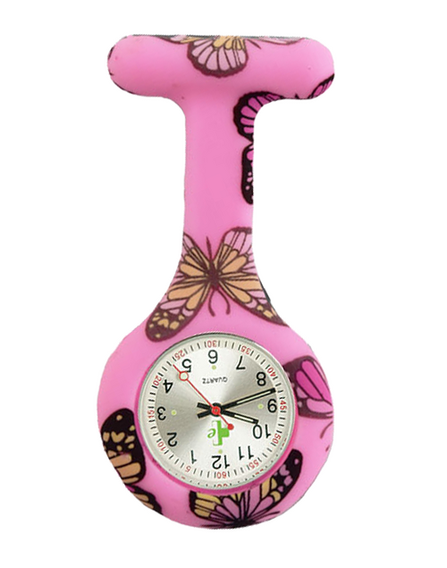 Waterproof Silicone FOB Watch - Patterns Pink Butterfly