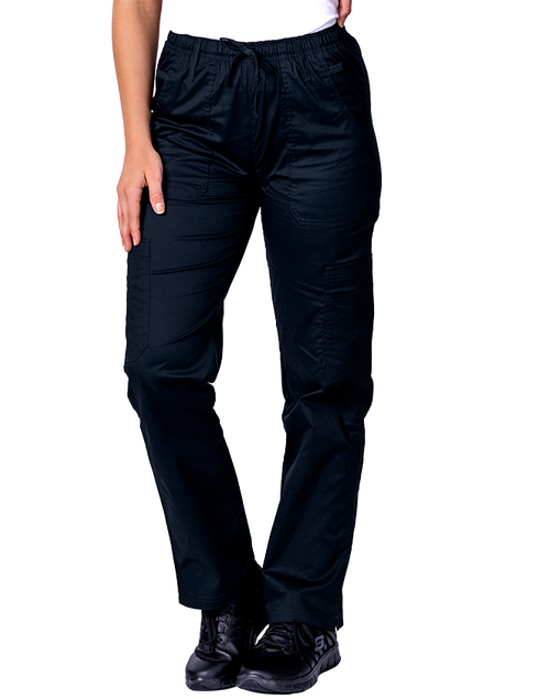 elitecare Women's 9 Pocket Cargo Scrub Pant - Black M