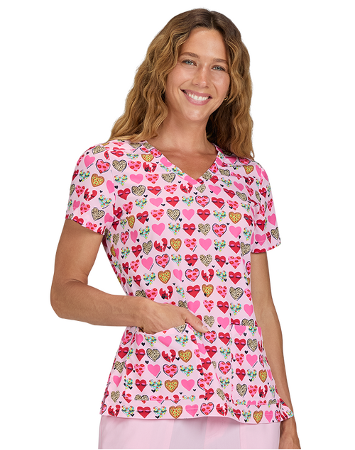 koi Women's Print Scrub Top - Wink Love (Limited Edition)