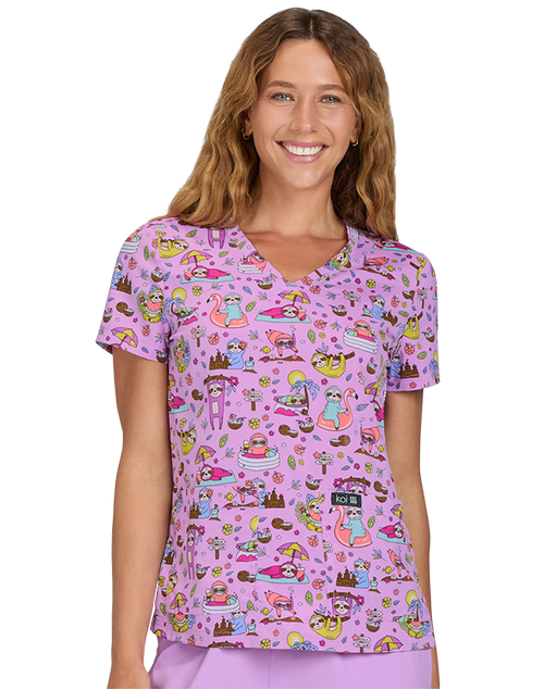 Koi Sloth Scrub Top