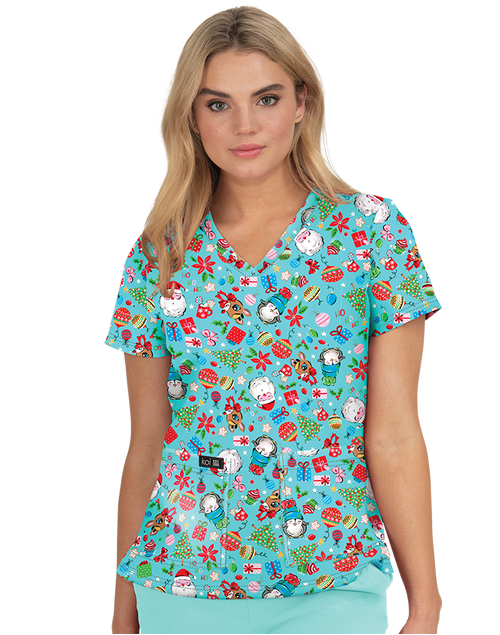 Vintage Santa Scrub Top 