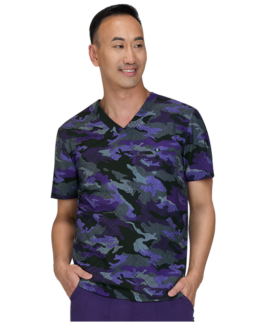 koi Distressed Camo Men's On Call Scrub Top 