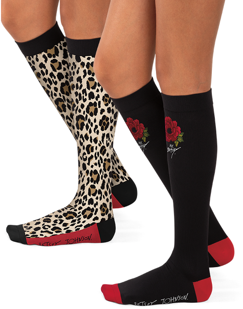 Koi Compression Socks - Floral Cheetah Betsey