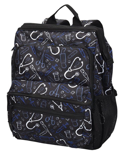 Nurse Mates Ultimate Back Pack - Black Medical Pattern